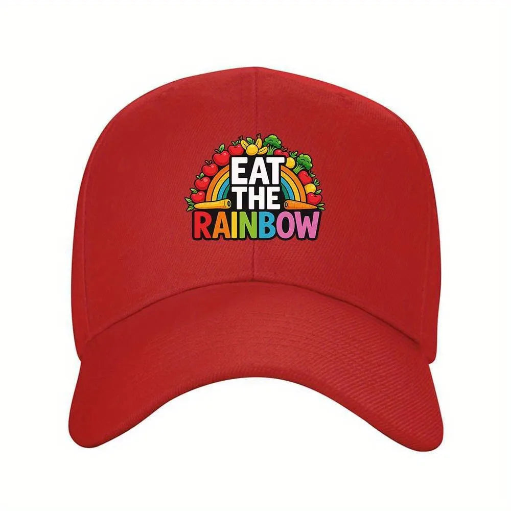 Eat The Rainbow Vegetables Fruits Graphic Baseball Cap