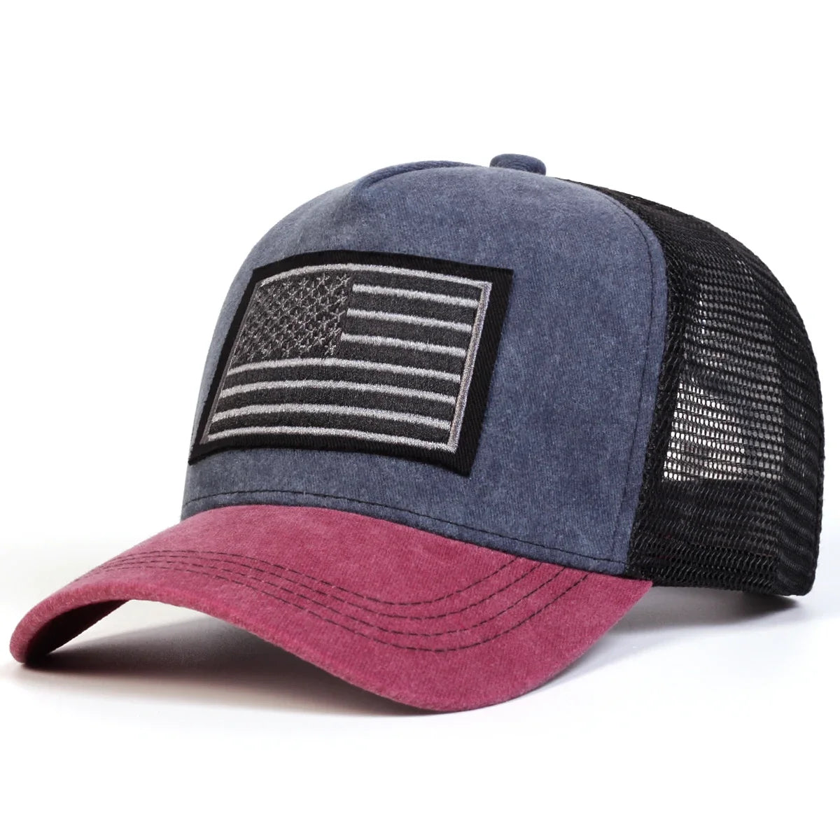 Unisex American Flag Embroidery Washed Baseball Caps