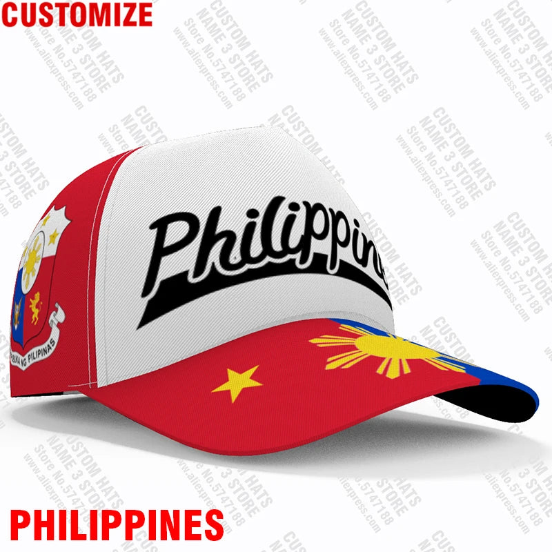 Philippines Baseball Caps Free Custom Name Team Logo Ph Hats Phl Country Travel Pilipinas Nation Filipino Flag