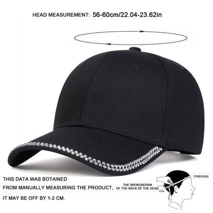 Unisex Diamond Studded Brim Baseball Caps Spring Autumn