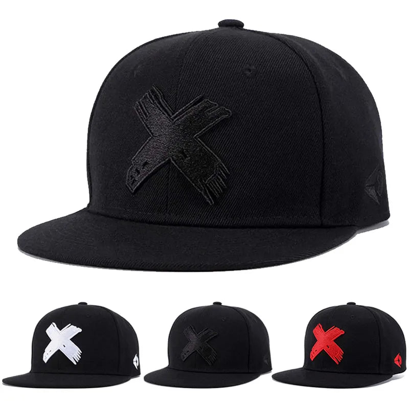 Fashion And Simple New Flat brimmed Hat X Embroidered HipHop Baseball Hat