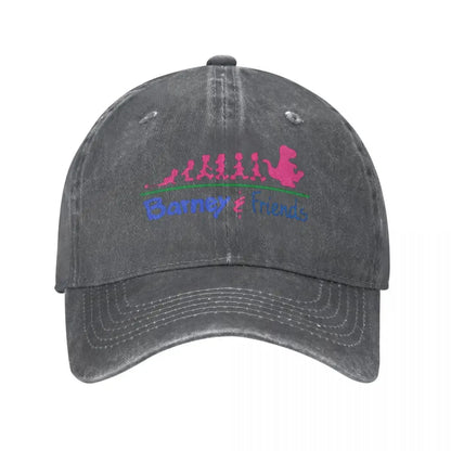 Vintage Washed Cotton Barney Friends Dinosaur Cartoon Baseball Cap
