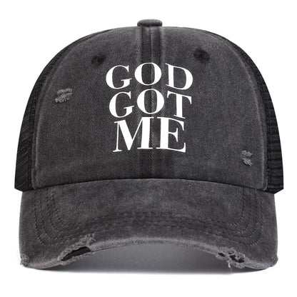 Unisex GOD GOT ME Letter Print Wash Baseball Caps