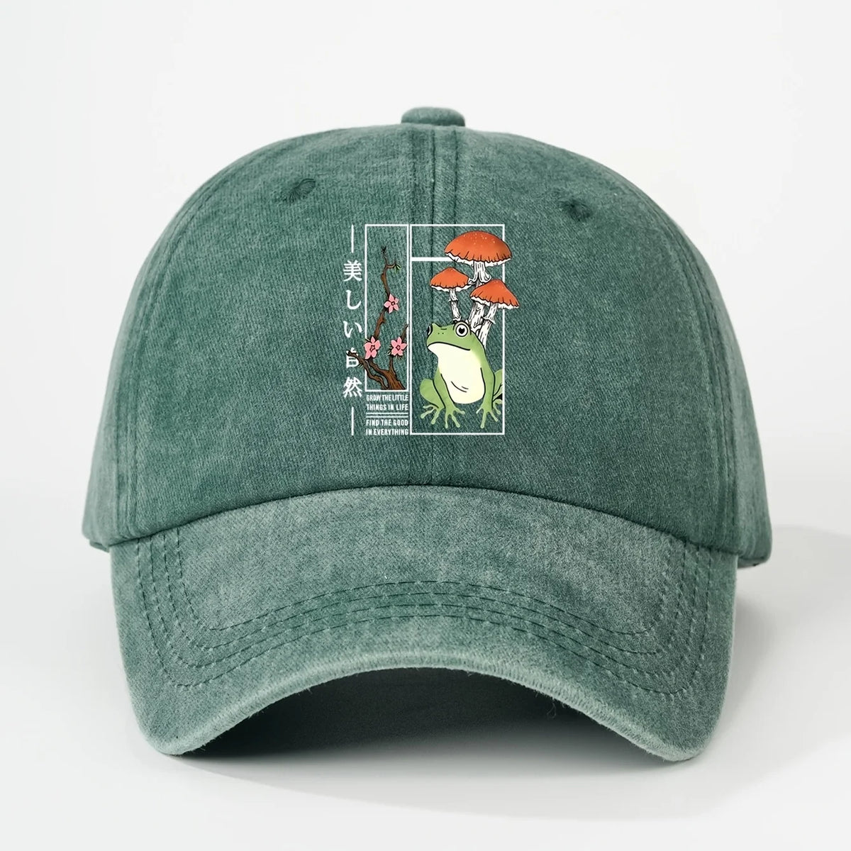 Printed Frog Mushroom Washable Baseball Cap