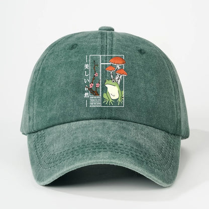 Printed Frog Mushroom Washable Baseball Cap