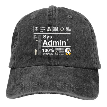 Linux Kit Infographic Sys Admin Penguin Baseball Cap Men Hats Women