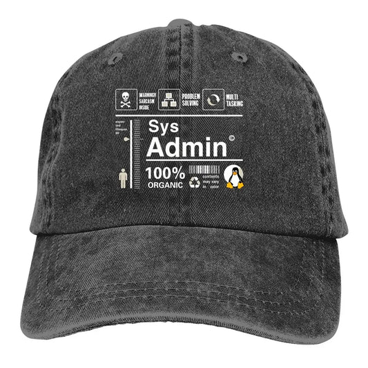 Linux Kit Infographic Sys Admin Penguin Baseball Cap Men Hats Women