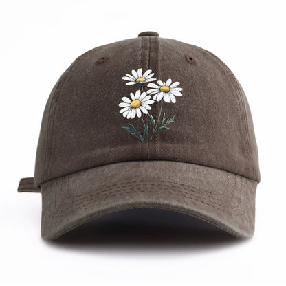 Flower Print Washed Baseball Cap For Adults