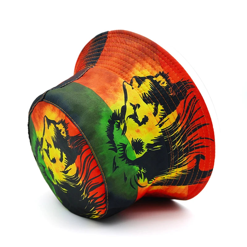 Lion Printed Panama Bucket Hats