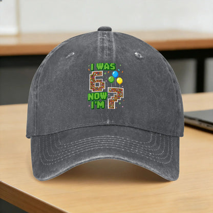 I was 6 Now Im 7 Video Gamer Birthday Boy Gift Casual Baseball Cap