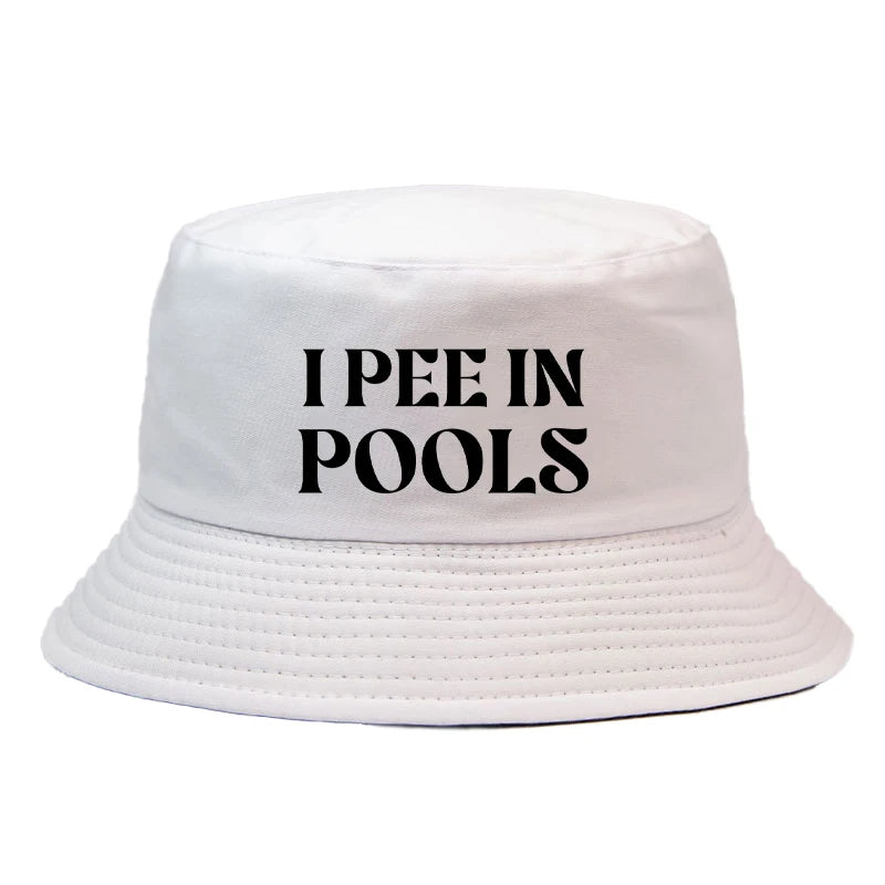 I Pee in Pools Print Reversible Bucket Hat Girl Boy Funny Summer Beach Hat