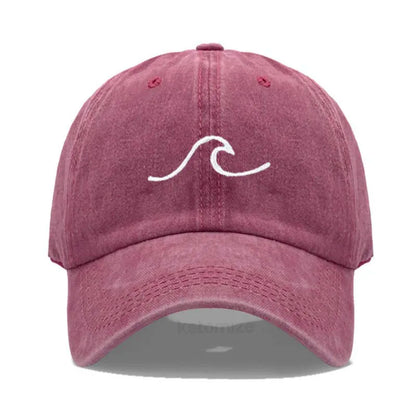 Men's Baseball Cap Women's Washed Cotton Waves Embroidery Embroidery Sport Golf Caps For Man