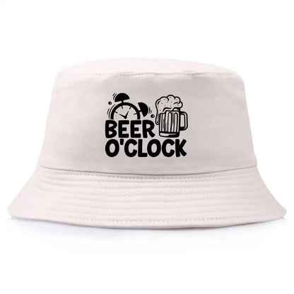 Beer O’Clock Print Bob Double-Sided Bucket Hat Casual Fashion Fisherman Cap