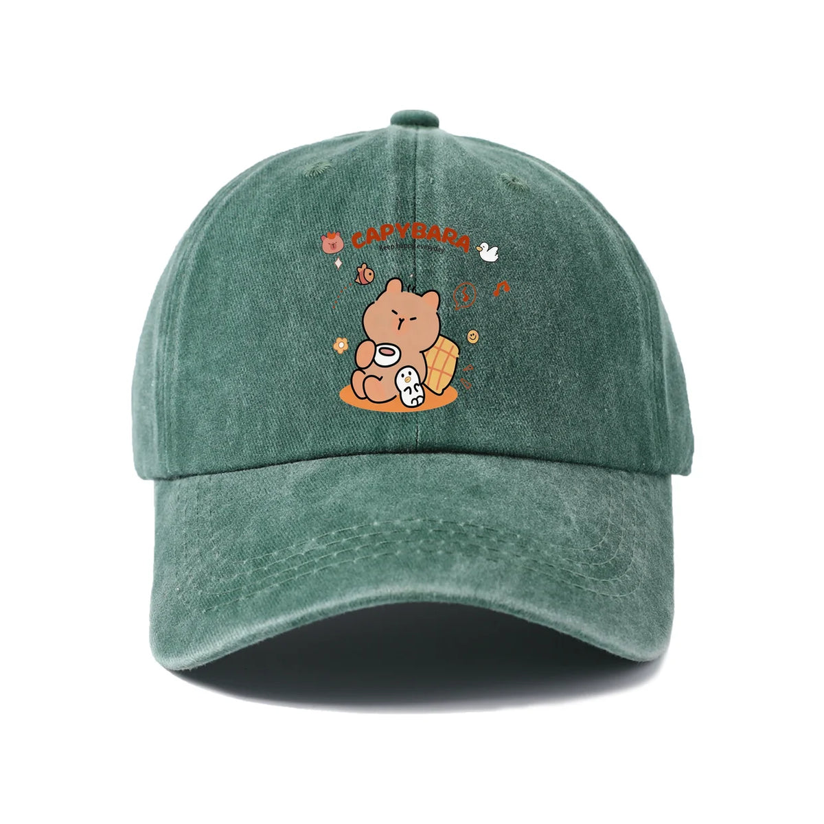 Cute Capybara Friends Vintage Washed Baseball Cap