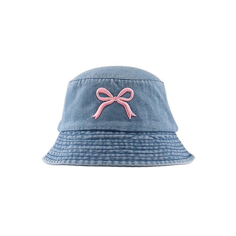 New Embroidery Butterfly Cotton Denim Bucket Hat