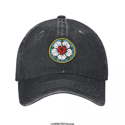 Heart Lutheran Rose Fashion Unisex Cotton Baseball Cap Outdoor