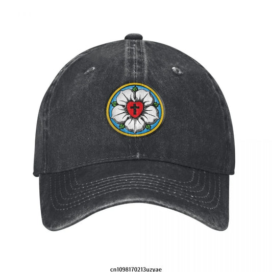 Heart Lutheran Rose Fashion Unisex Cotton Baseball Cap Outdoor