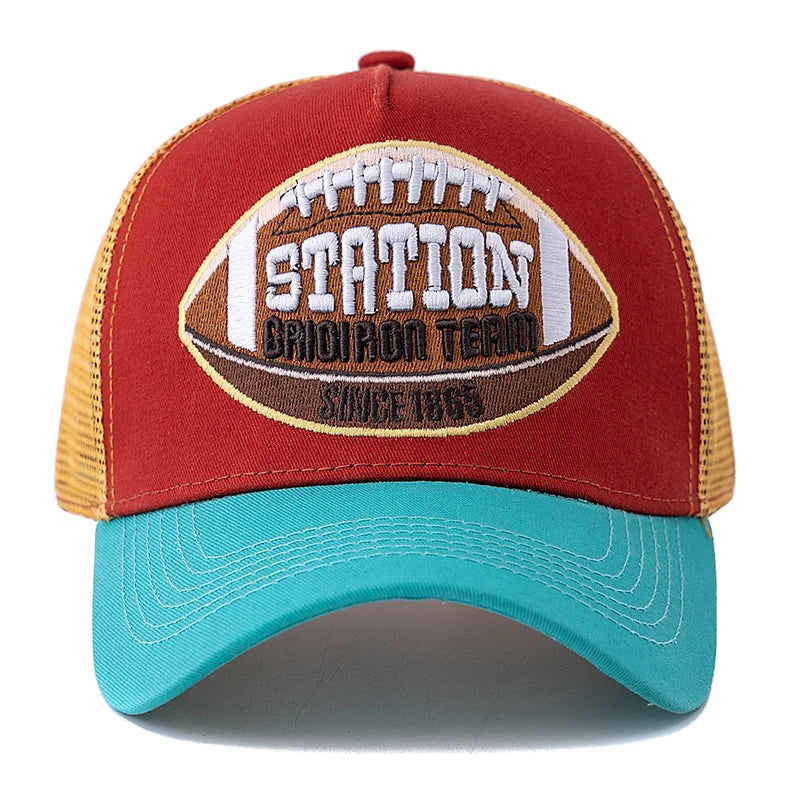 Unisex Football Pattern Mesh Summer Breathable Baseabll Cap