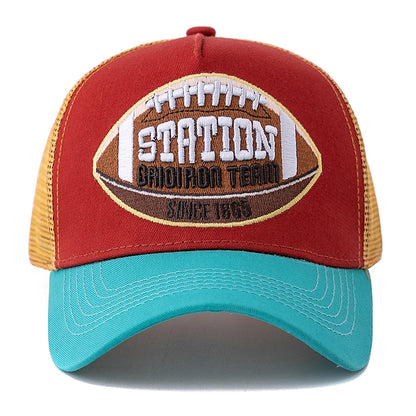 Unisex Football Pattern Mesh Summer Breathable Baseabll Cap