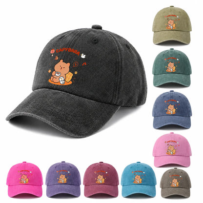 Cute Capybara Friends Vintage Washed Baseball Cap