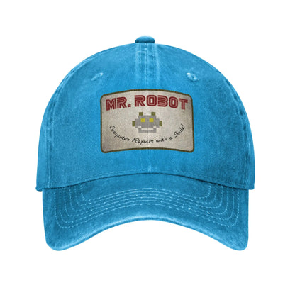 10 Styles Computer with Sourires Anime Funny Mr Robot Retro Cowboy Washed Baseball Caps