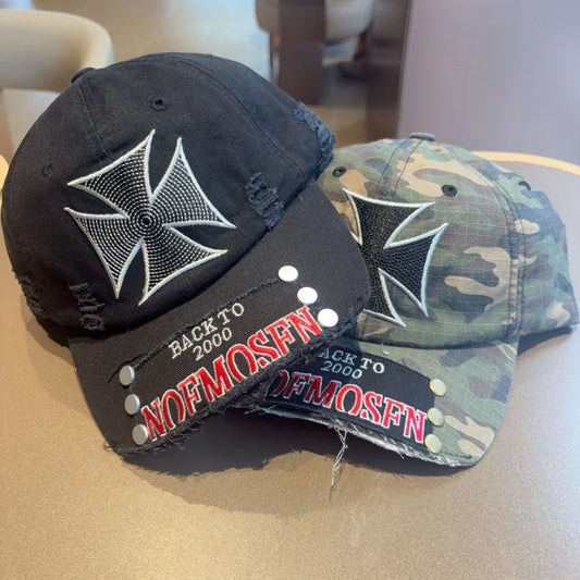 Broken Style Bull's-eye Cross Embroidery Baseball Hats