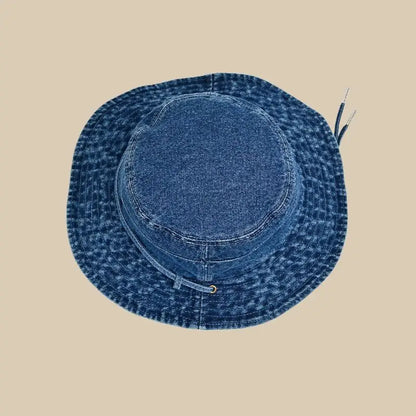 Retro Washed Cotton Denim Bucket Hat Unisex Fisherman Cap For Women/Men, Spring/Autumn Sunshade Vintage Distressed New Casual