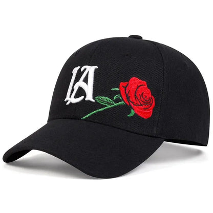 Unisex LA Rose Embroidery Baseball Caps Spring and Autumn Outdoor