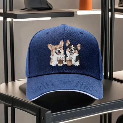 Corgi Coffee Couple Baseball Cap