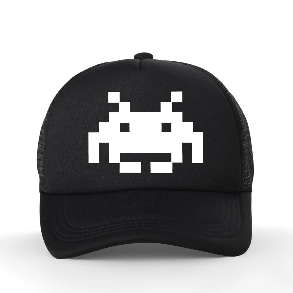 Don't Invade My Space Newest Space Invaders Arcade Mesh Breathable Baseball Cap