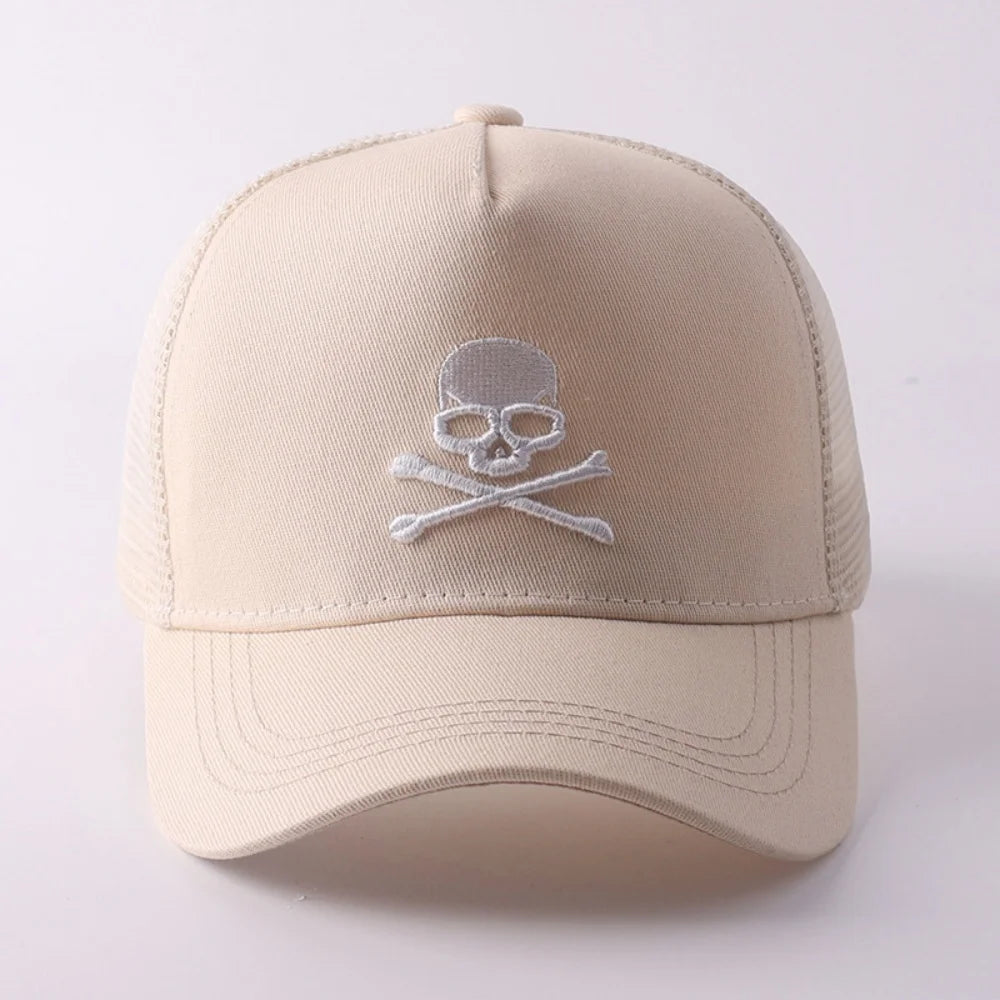 Minimalist Retro Skull Embroidery Baseball Cap
