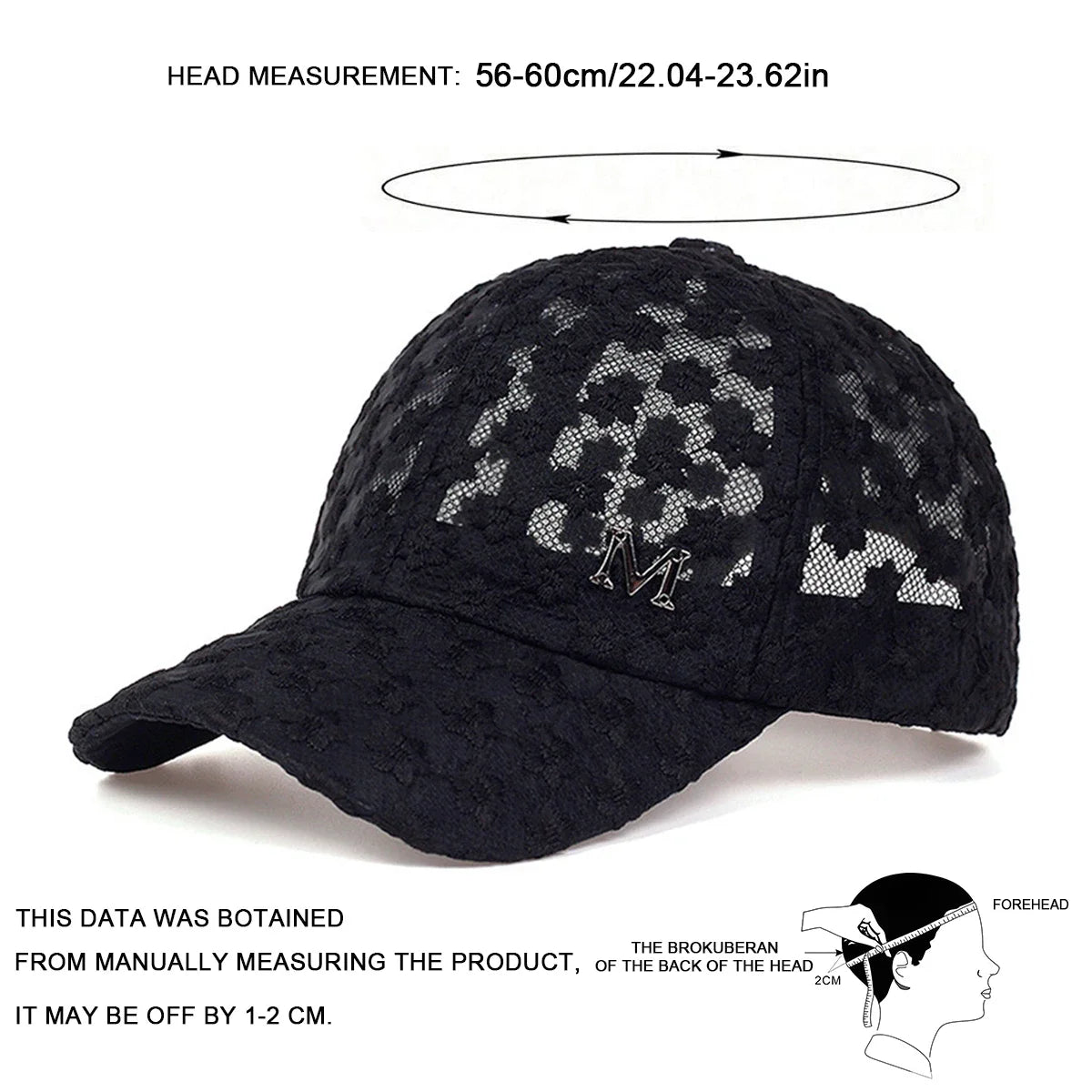 Unisex M Label Lace Breathable Baseball Net Caps Hip Hop Cap Spring Summer