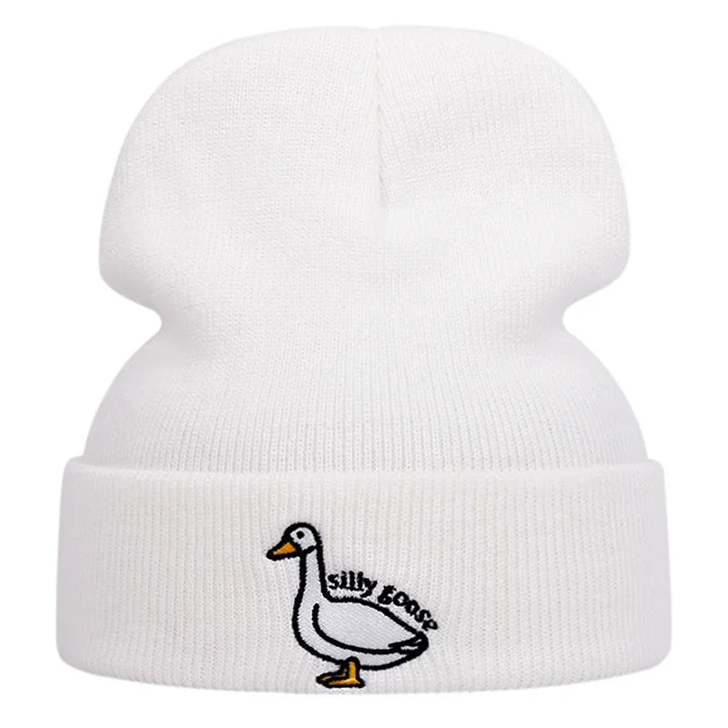 Cute Duck Embroidered Knitted Hat, Warm For Men and Women In Autumn And Winter