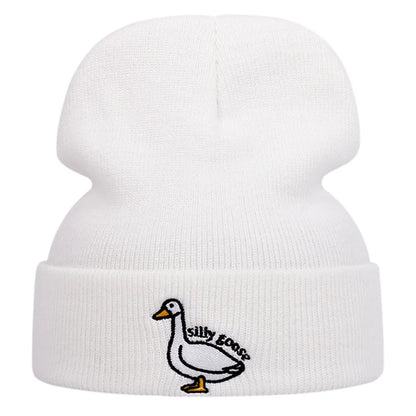 Cute Duck Embroidered Knitted Hat, Warm For Men and Women In Autumn And Winter
