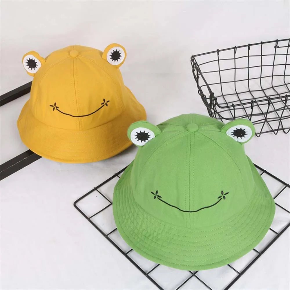 Cute Anti-Fog Cotton Embroidery Sun Protective Frog Sun Hat Visors Hat Bucket cap