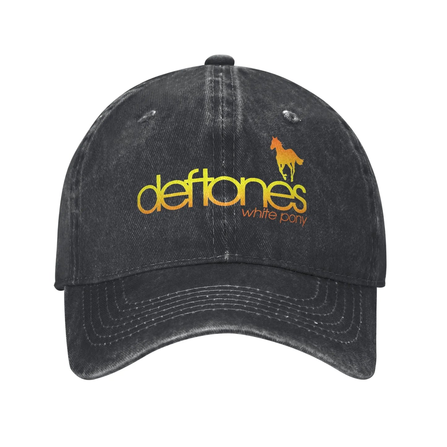 Retro Deftones Baseball Caps Unisex Style Distressed Cotton Snapback Cap White Pony