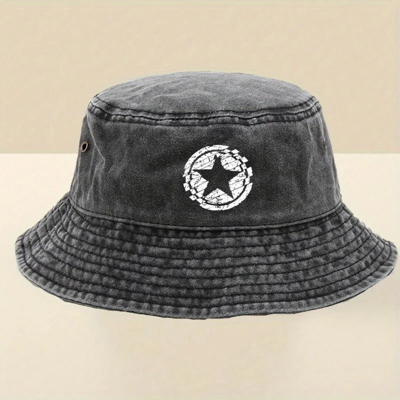 Adjustable Wide-Brim Washed Bucket Hat
