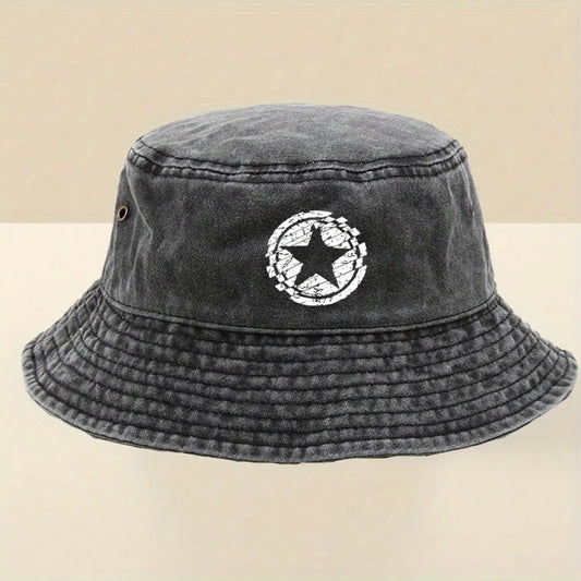 Adjustable Wide-Brim Washed Bucket Hat