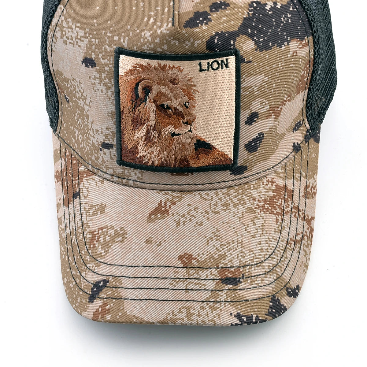 Camouflage With Embroidery Lion Patch Snapback Baseball Cap