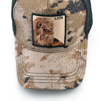 Camouflage With Embroidery Lion Patch Snapback Baseball Cap