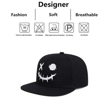 Unisex XO Smiling Face Embroidery Hip-hop Hats Snapback Caps Sunscreen Hat
