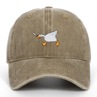 Fashion Embroidery Goose White Goose Baseball Cap