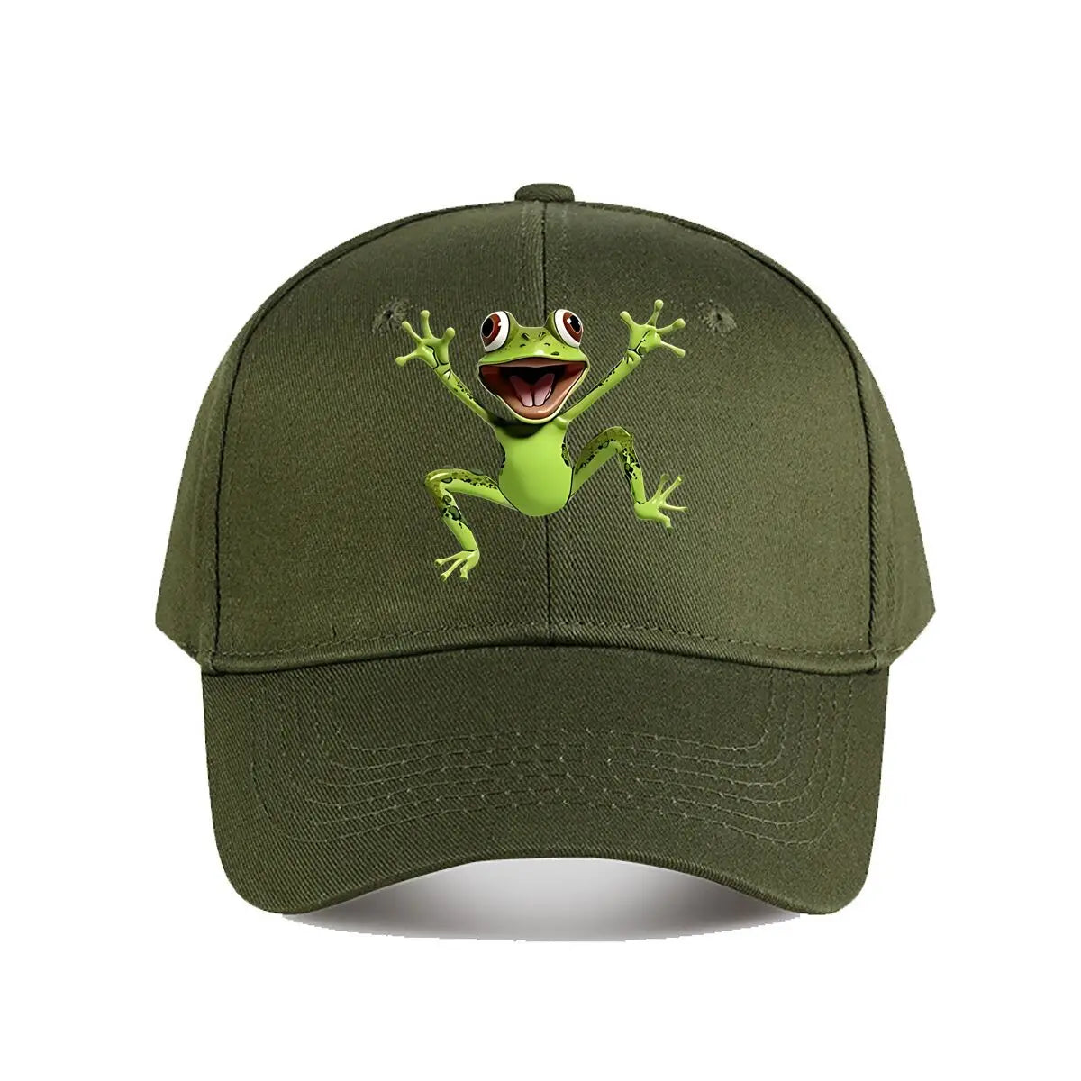Cute Green Cartoon Frog Plastic Figurine Baseball Cap