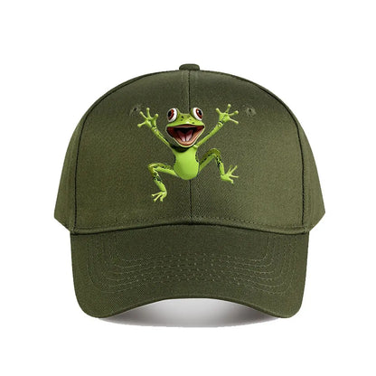 Cute Green Cartoon Frog Plastic Figurine Baseball Cap