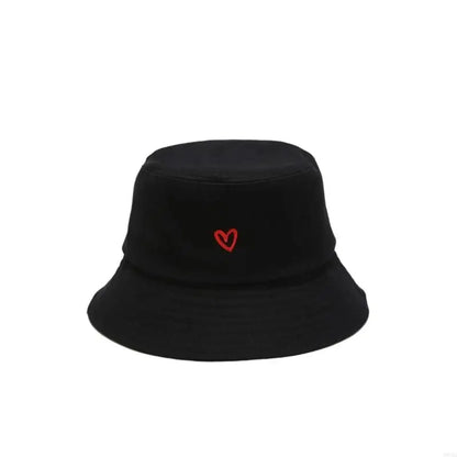Stylish Bucket Hats With Heart Embroidery Ladies Girls Fashion Sun Hats