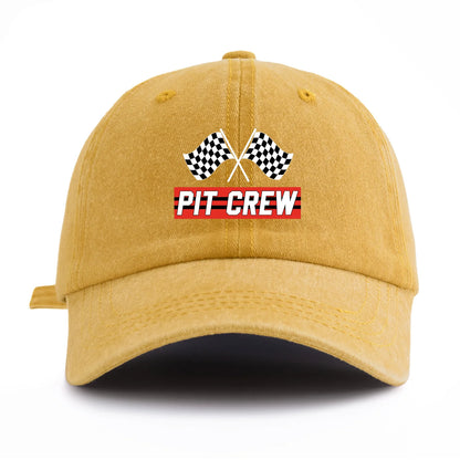 PIT CREW Print Washed Baseball Cap For Adults