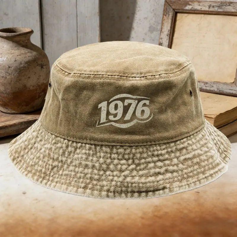 1976 Bucket Hat Men Women Vintage Washed Cotton Fisherman Hat