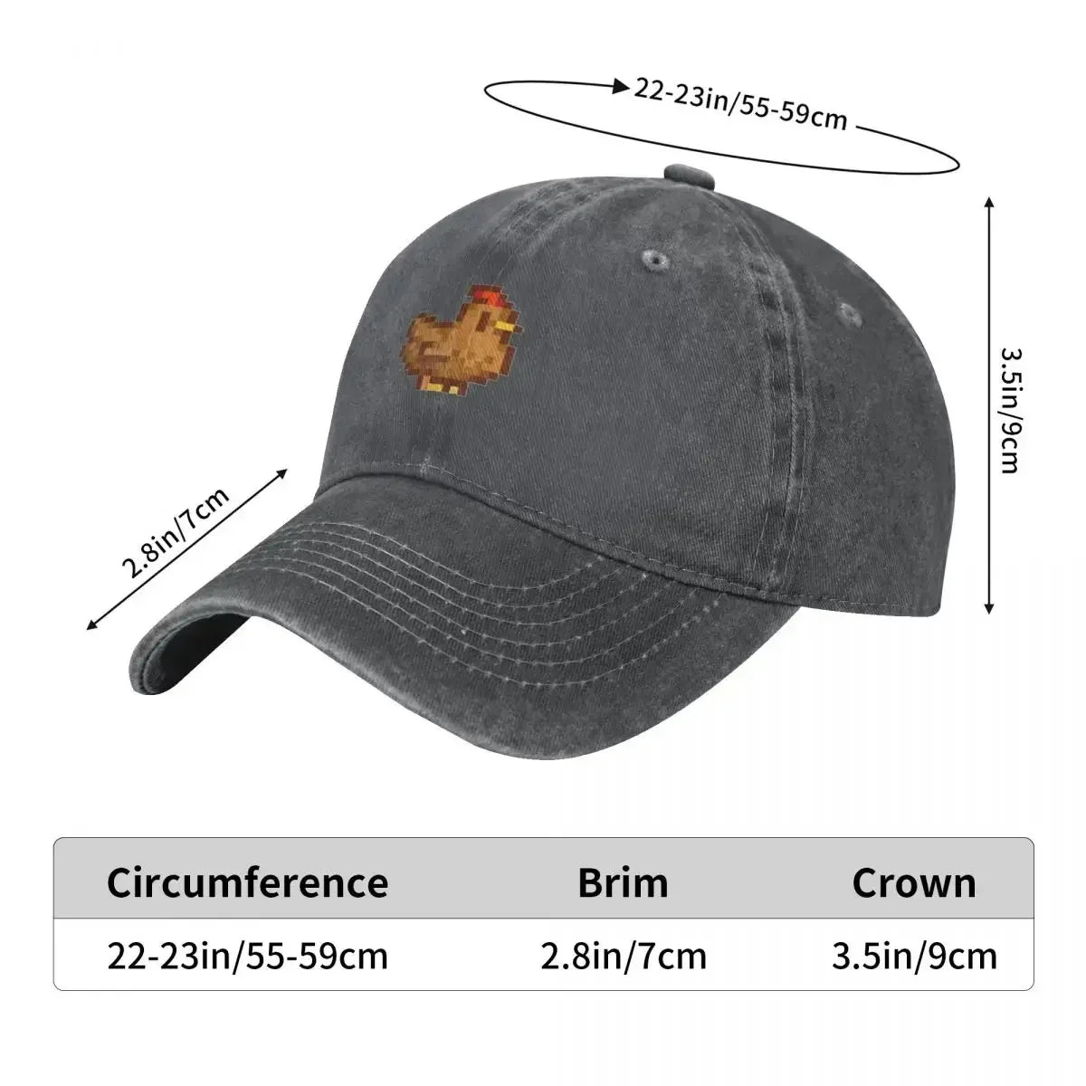 2026 Stardew Valley Brown Chicken Pixel Baseball Cap