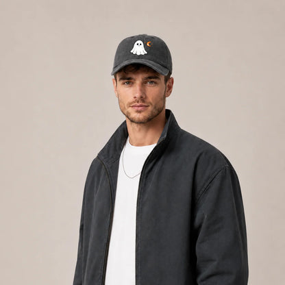 Ghost And Crescent Moon Graphic Baseball Cap