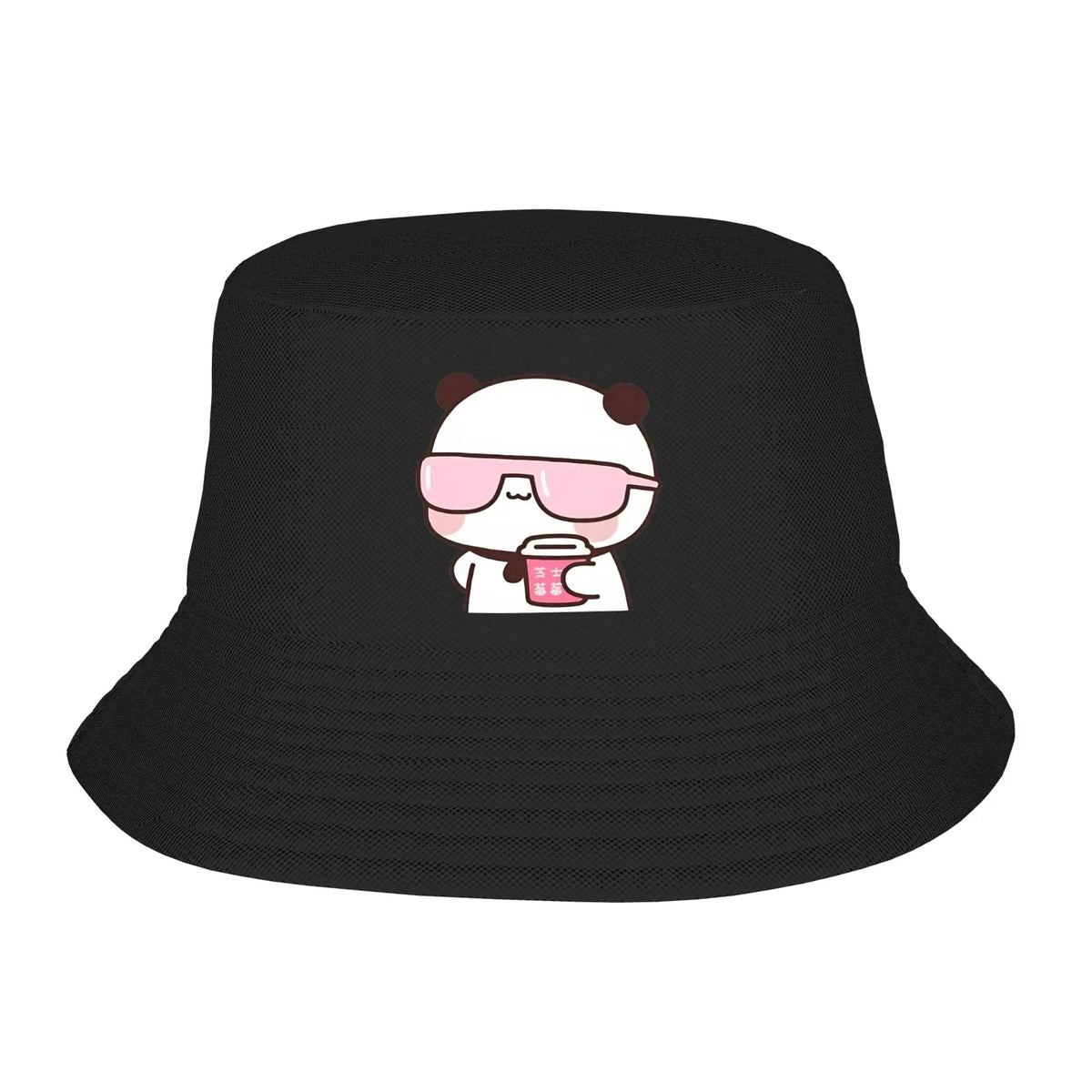 DuDu Bear And BuBu Panda Twining In Blue Bucket Hat